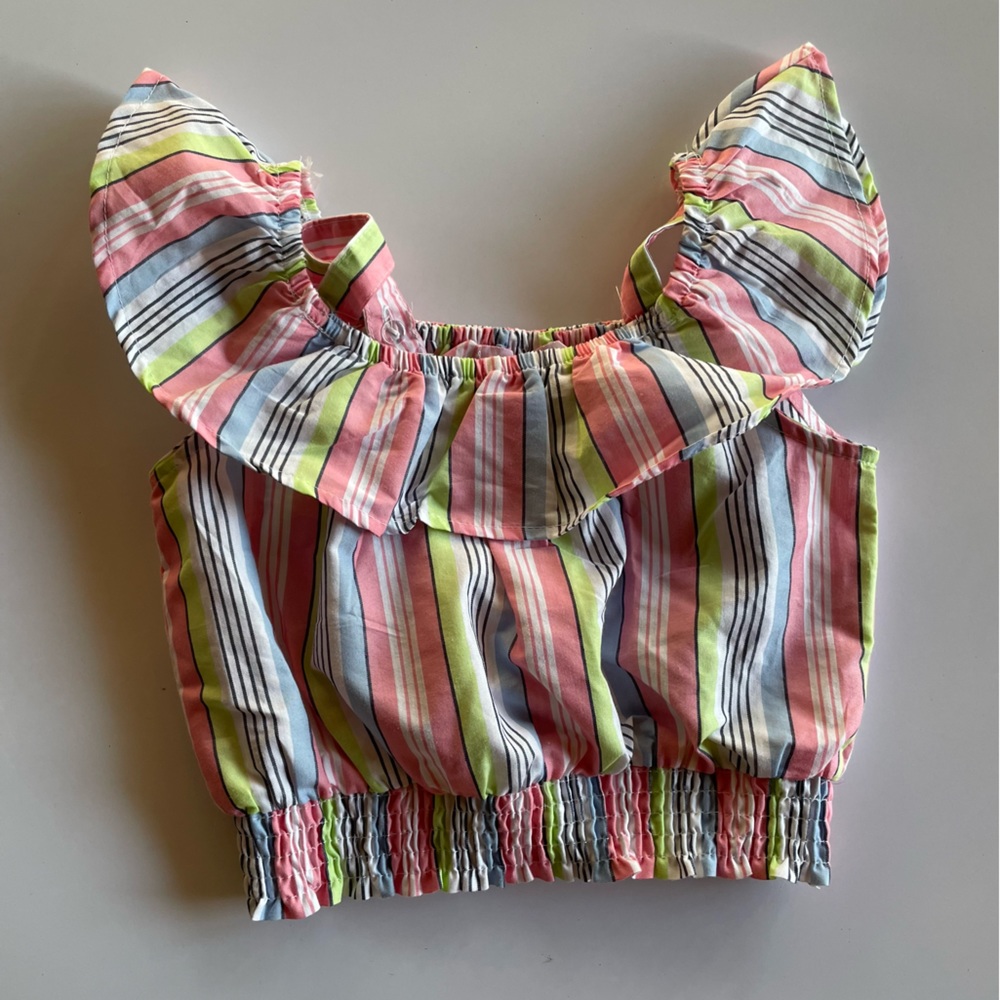Chilipop multi striped ruffle top size 6X